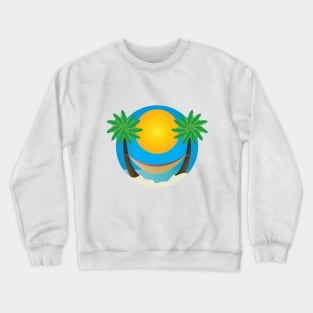 Hammock palm trees sun beach Crewneck Sweatshirt